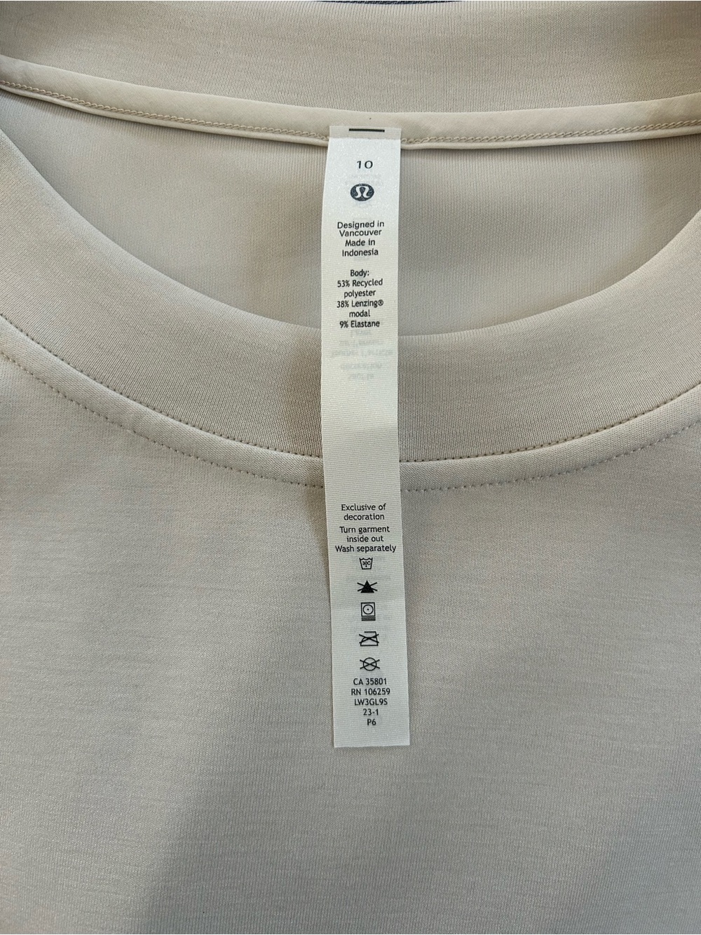 lululemon perfectly oversized cropped crew softstreme with tag! oatmeal, size 10 - Picture 5 of 8